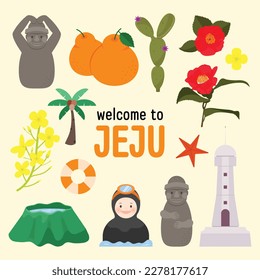 Jeju Illustration Set, a Beautiful Island in Korea