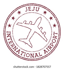 Jeju International Airport stamp. Airport of Jeju City round logo. Vector illustration.