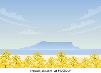 Jeju island beach background vector.