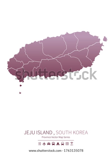 Jeju Island Map South Korea Provinces Stock Vector (Royalty Free ...