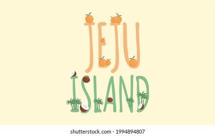 Jeju island in South Korea, tourist tour banner. Summer vacation, active tour with famous attraction, adventure time. Layout of postcard to island for travelers. Jeju, Korean nature and landscape