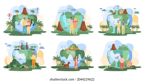 Jeju island in South Korea, tourist tour banner. Summer vacation, active tour with famous attraction, adventure time. Layout of postcard to island for travelers. Jeju, Korean nature and landscape
