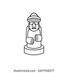 Jeju Island Statue Dol Hareubang Line Icon