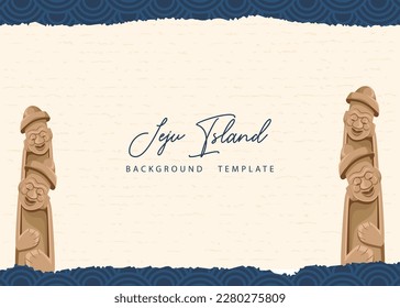 Jeju island vintage background template with grandfather statue.