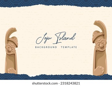 Jeju island vintage background template with grandfather statue.