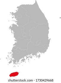 Jeju province highlighted on South korea map. Business concepts and backgrounds.