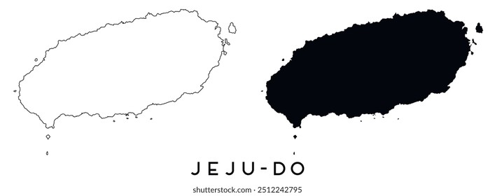 Contorno do mapa de Jeju-do e vetor de silhueta preta