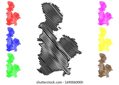 Jelgava Municipality (Republic of Latvia, Administrative divisions of Latvia, Municipalities and their territorial units) map vector illustration, scribble sketch Jelgava map