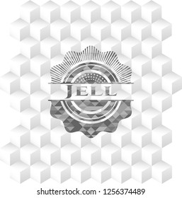 Jell grey emblem with cube white background
