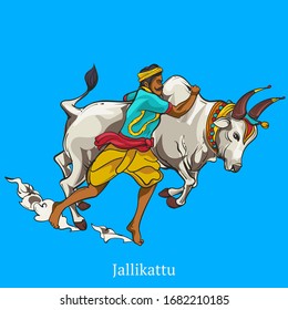 Jellikattu flat colour vector illustration