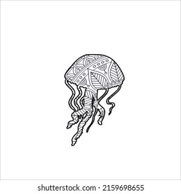  diseño claro de la página de coloreado de medusas, diseño de mandalas y diseño de impresión