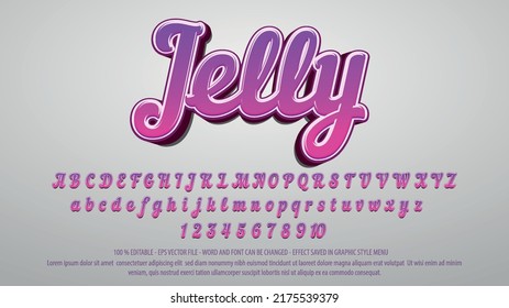Jelly 3d style editable text effects with different letters and numbers