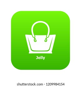 Jelly bag icon green vector isolated on white background