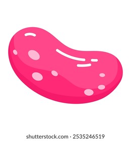 Jelly bean. Fruity chewy jelly candy. Tasty gelatin snack. Vector illustration in cartoon style. Isolated white background