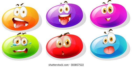 Jelly beans with faces illustration