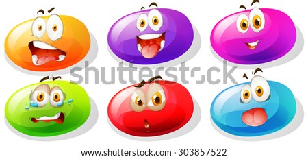 Jelly Beans Faces Illustration Stock Vector (Royalty Free) 303857522 ...