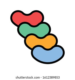 jelly beans related sweets and candy vector with editable stroke