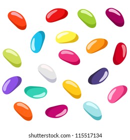 Jelly beans of various colors. Vector illustration.