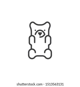 Jelly bear candy line icon. linear style sign for mobile concept and web design. Gummy Bear outline vector icon. Symbol, logo illustration. Vector graphics