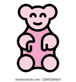 Jelly bear icon outline vector. Candy fruit. Bean gum color flat