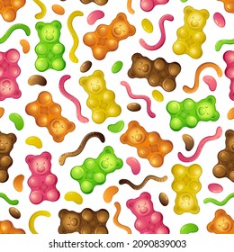 Jelly bear pattern, great design for any purposes. Cartoon sugar. Textile pattern. Vector illustration in on white background.
