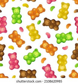 Jelly bear pattern, great design for any purposes. Cartoon sugar. Textile pattern. Vector illustration in on white background.