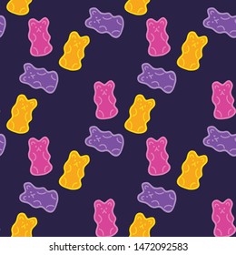 jelly bear seamless doodle pattern, vector illustration