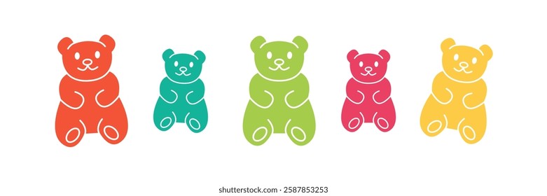 Jelly bears candy. Cartoon confection colorful set. Vector illustration