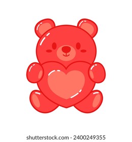 Jelly bears fruit gummy. Character Illustrator vector design. Jelly bears in Valentine's day.