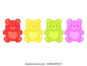 Jelly bears fruit gummy. Character Illustrator vector design. Jelly bears in Valentine's day.