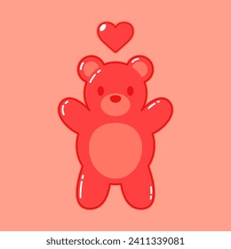 Jelly bears fruit gummy. Character Illustrator vector design. Jelly bears in Valentine's day.