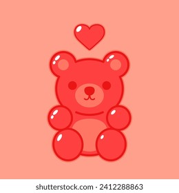 Jelly bears fruit gummy. Character Illustrator vector design. Jelly bears in Valentine's day.