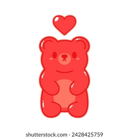 Jelly bears fruit gummy. Character Illustrator vector design. Jelly bears in Valentine's day.