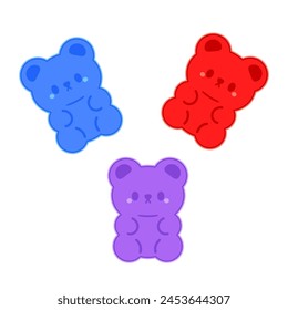 Jelly bears fruit gummy. Character Illustrator vector design.