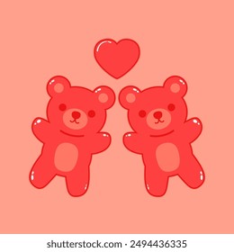 Jelly bears fruit gummy. Character Illustrator vector design.