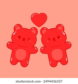 Jelly bears fruit gummy. Character Illustrator vector design.