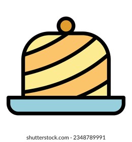 Jelly cake icon outline vector. Australian food. Dish breakfast color flat