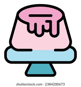 Jelly cake icon outline vector. Bright dessert. Bear fruit color flat