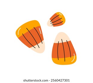 Jelly candies. Gummy sweets, soft sugar marmalade treats with caramel flavor. Gum confectionery, gelatin snack, bite food. Flat graphic vector illustration isolated on white background