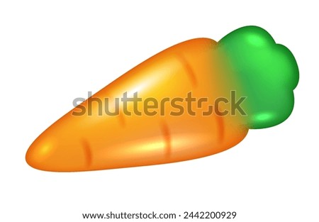 Jelly carrots candy 3d realistic vector illustration. Marmalade dessert creative design. Vegetable shaped sweet object on white background