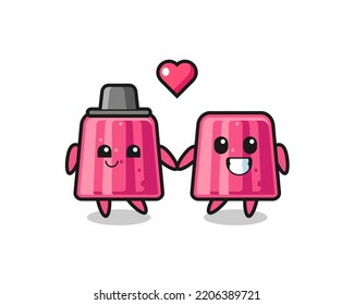jelly cartoon character couple with fall in love gesture , cute design