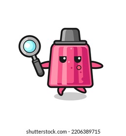 jelly cartoon character searching with a magnifying glass , cute design