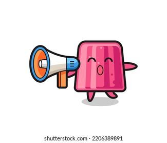 jelly character illustration holding a megaphone , cute design