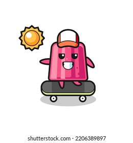 jelly character illustration ride a skateboard , cute design