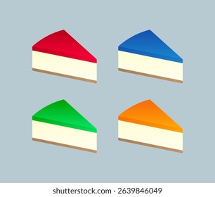Jelly Cheesecake Slices Collection Vector Illustration