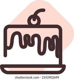 Jelly cherry cake, illustration, vector on a white background.
