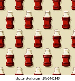 Jelly cola bottle seamless pattern. Gummy sweets. Baby treats. Vector cartoon background.