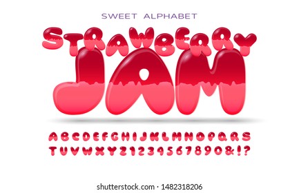 Jelly colorful alphabets. Tasty bright alphabet. Vector illustration.