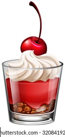 Jelly and cream in glass illustration