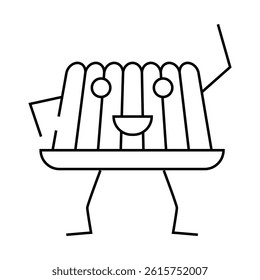 jelly dessert character line icon vector. jelly dessert character sign. isolated contour symbol black illustration